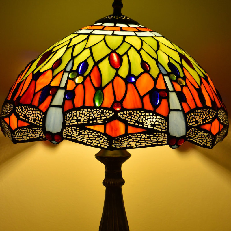 Lampe de table Carlita, Vert / orange / bleu
