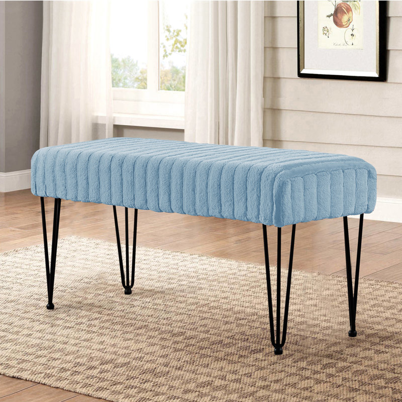 Dugan Upholstered Ottoman, Sky Blue 