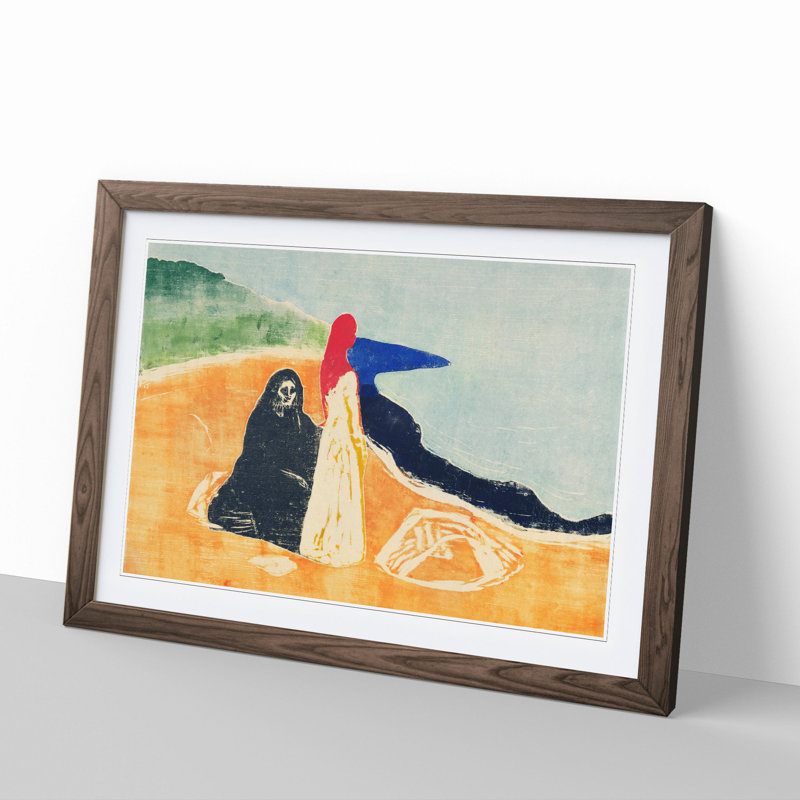 Two Women on the Shore Vol.1 by Edvard Munch - Picture Frame Painting, 36cm H x 48cm W x 2cm D, Walnut Framed