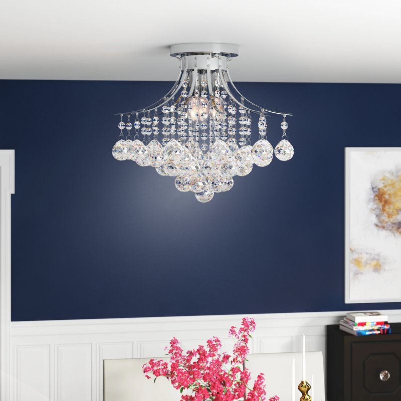 Lesbury 3 - Light Dimmable Tiered Chandelier, Chrome