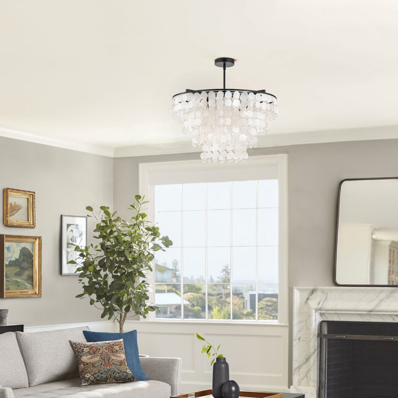 Ikraan 4 - Light Dimmable Tiered Chandelier, Black