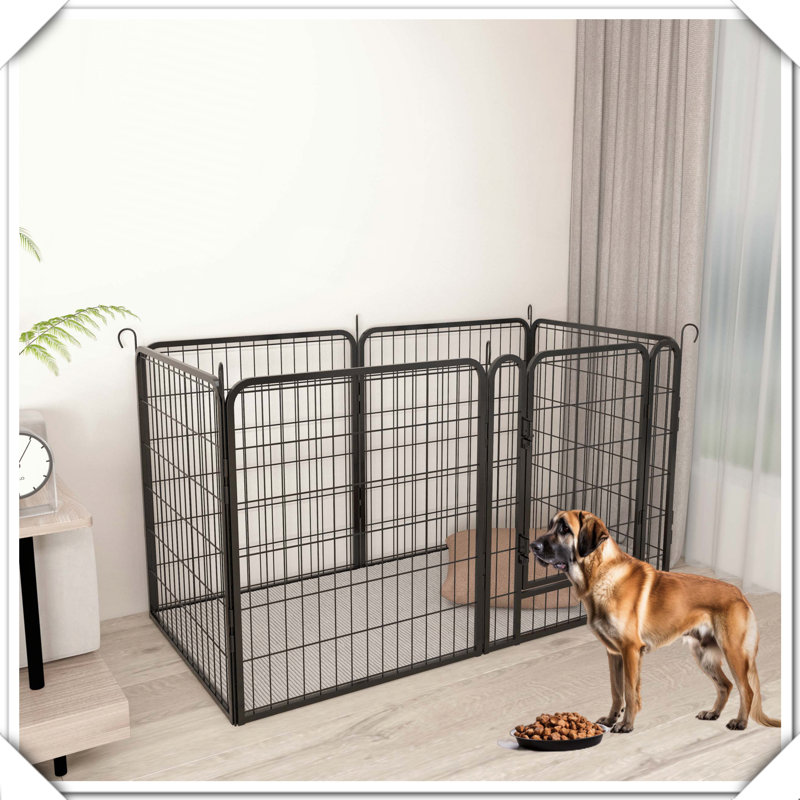 Clôture de parc en métal robuste avec porte à 8 panneaux intérieur / extérieur, H 39,37 po x l 52,36 po x P 52,36 po