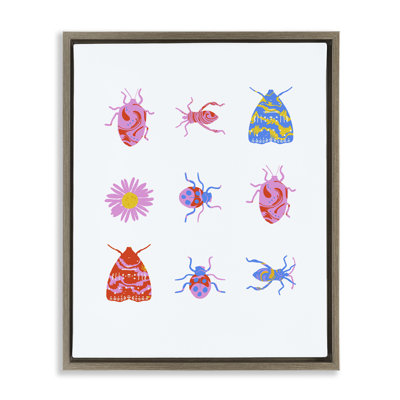 «Pollinator Insects Assortment», art mural sur toile flottante brune