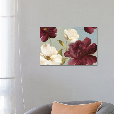 Deep Peonies II, Square by Asia Jensen - Wrapped Canvas Painting