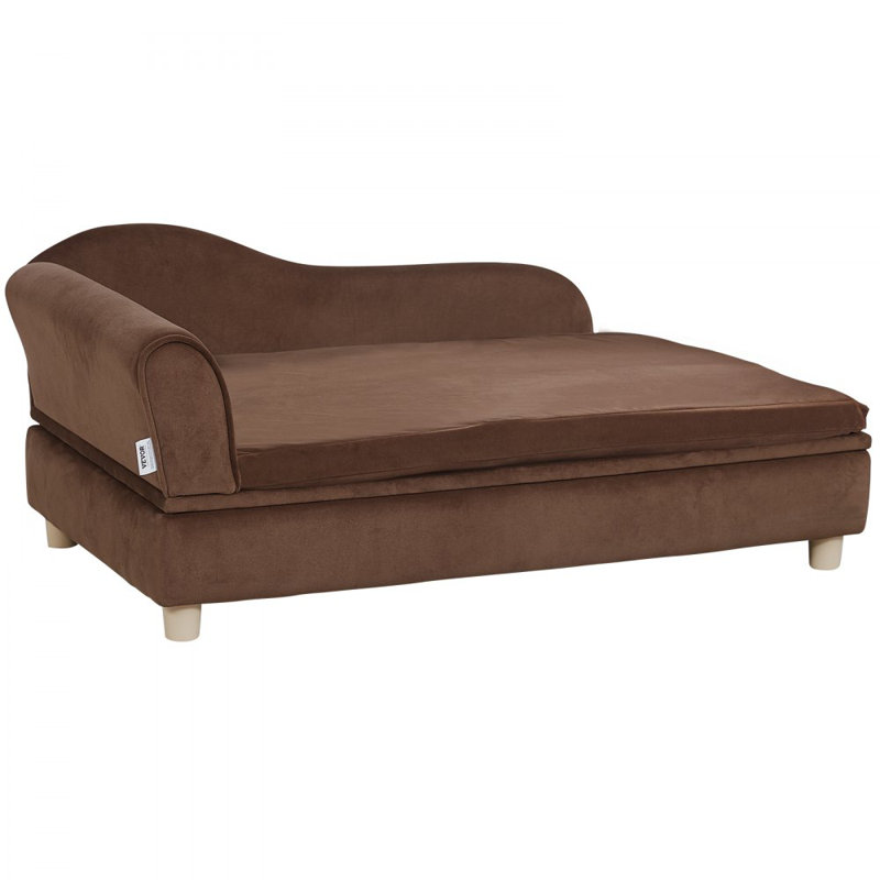 Canapé pour animaux de compagnie, canapé pour chiens et chats, canapé-lit doux et velouté, H 16 po x l 40 po x P 23 po, Brun
