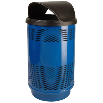 Stadium Series Perforated Metal Steel Open Outdoor Trash/Recycling Bins - 55 Gallons