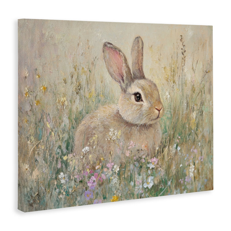 Toile douce couleur lapin dans un pré, design par Petal Prints Design, H 36 po x l 48 po
