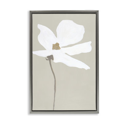 White Flower Sprout Framed Floater Canvas by Design Fabrikken