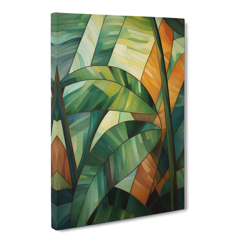 Tropical Leaf Cubism - No Frame Art Prints - Wrapped Canvas, 60cm H x 40cm W x 3cm D