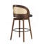 Tabouret de bar d'intérieur en bois Como, finition noyer foncé avec revêtement noir, ensemble de 2-2070649827