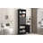Black Tall Storage Cabinet With 3 Drawers And Adjustable Shelves For Bathroom, Study, Office And Interior, MDF Board With Painted Finish-471948679