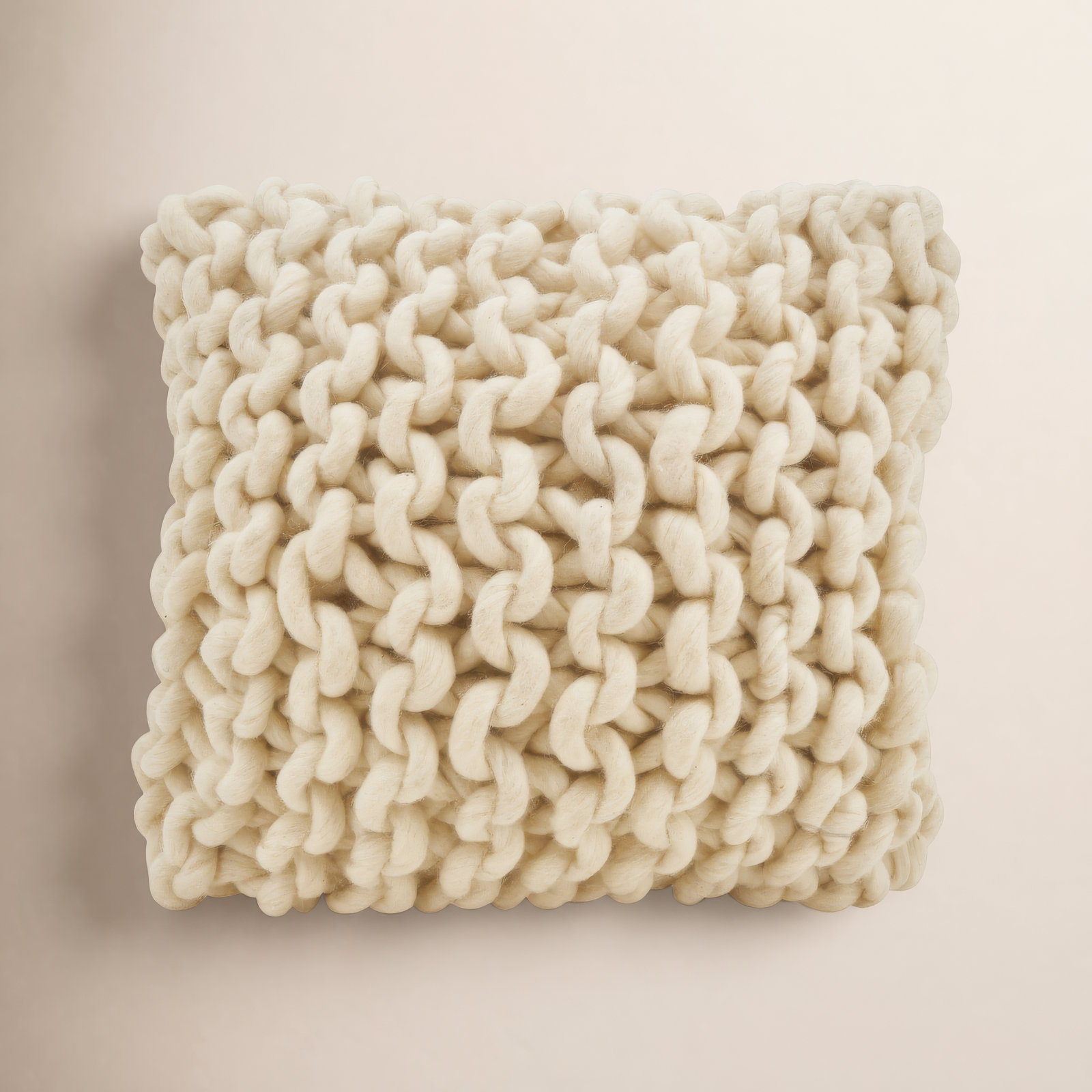Zayn Wool Throw Pillow, Ivory, Polyester/Polyfill
