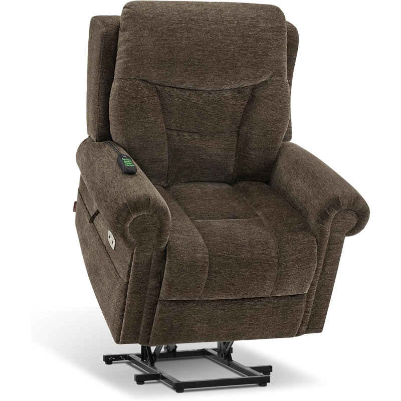 Gordian Dual Motor Power Recliner Lift Chair with Massage and Heat, Infinite Position, Fabric Upholstered, Brown