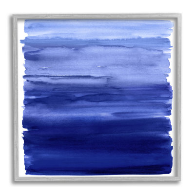 "Blue Gradient Brush Strokes" par Allie Corbin - peinture encadrée sur bois