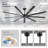 84 Inch Industrial DC Motor Ceiling Fan, Large Ceiling Fan With 8 Reversible Blades, 3 Downrods, 6-Speed Remote Control, Home Or Commercial Ceiling Fans For Porch/Garage/Shop, Black-1347067543