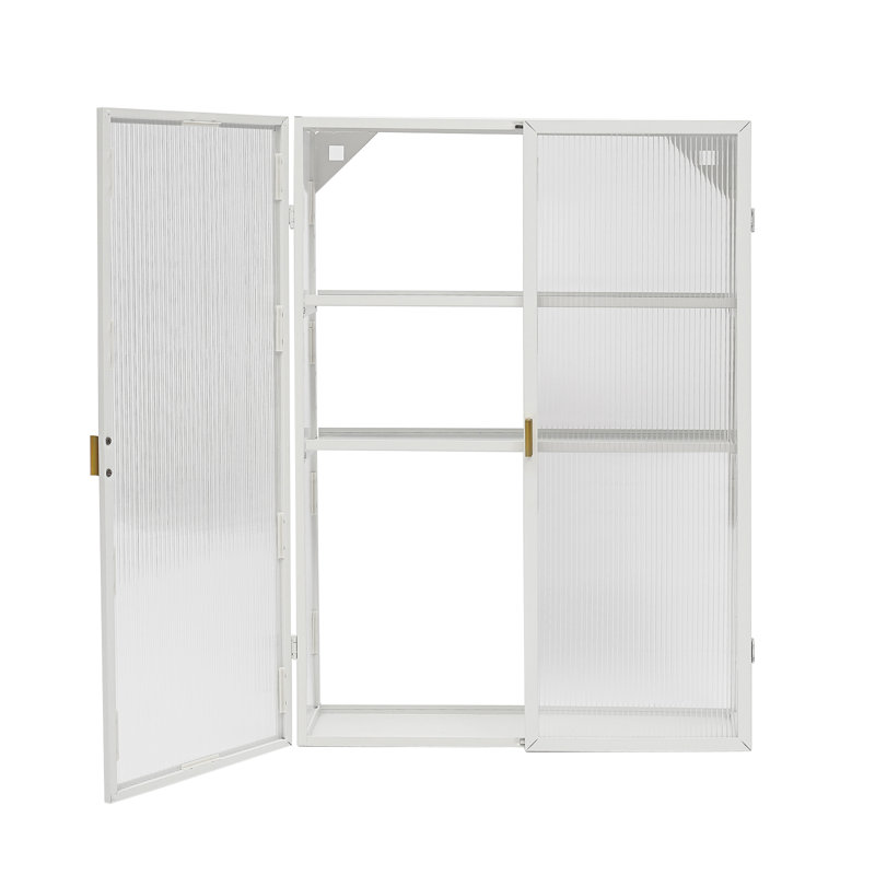 Armoire murale 3 portes à 3 niveaux style rétro Haze avec tablettes amovibles, White