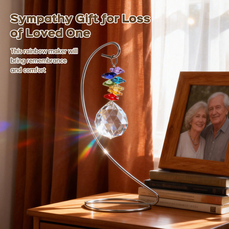 Rainbow Crystal Prism Suncatcher with Desktop Stand