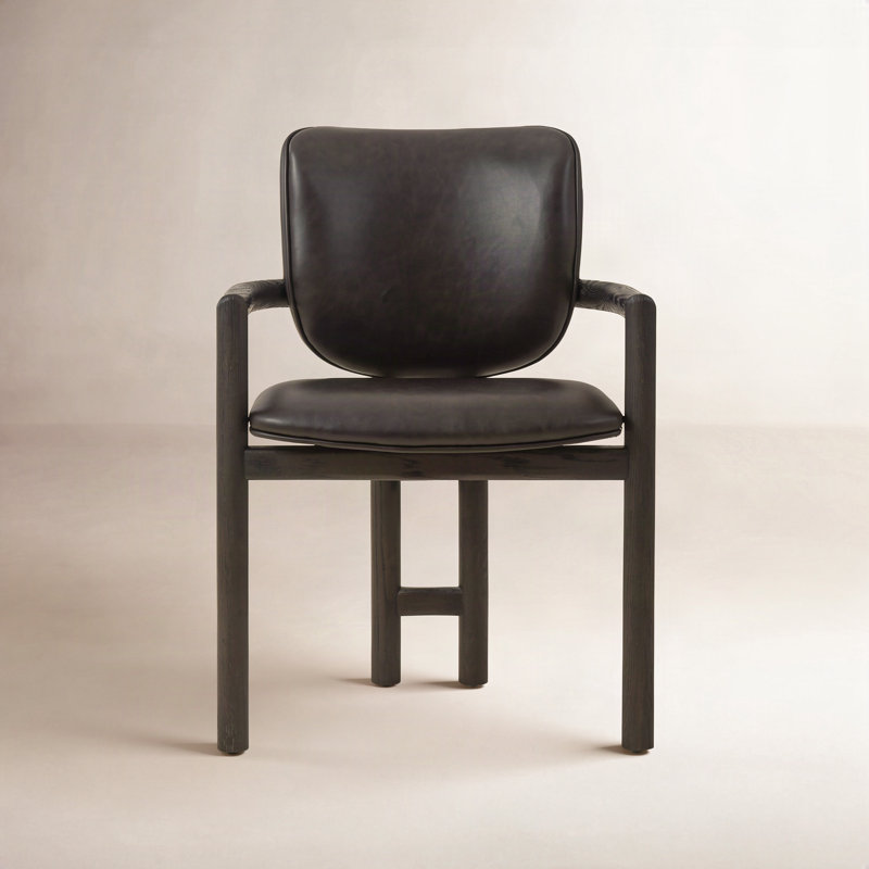 Kosta 19.29'' H Upholstered Oak Armchair, Dark Anthracite Oak, Sonoma Black