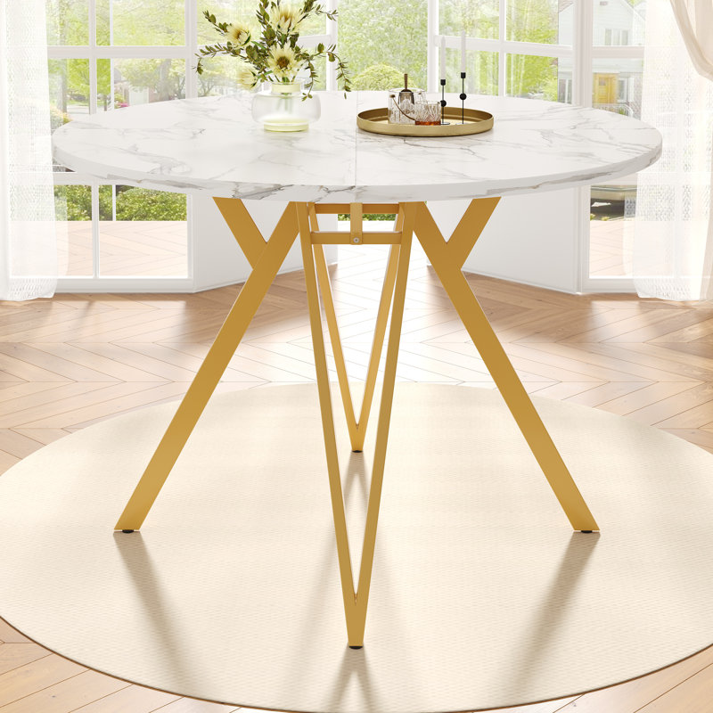 100 Cm Round Dining Table With Legs, Yellow