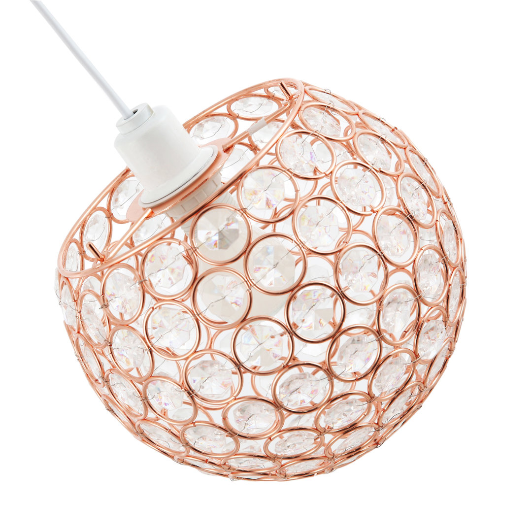 Modern Round Globe Easy Fit Pendant Shade With Small Acrylic Bead Jewels By Fairmont Park