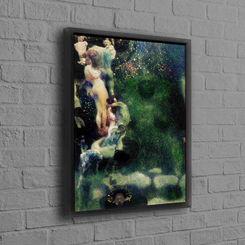 Art mural Gustav Klimt, Noir, Reproduction encadrée sans passe-partout, H 94 po x l 41 po