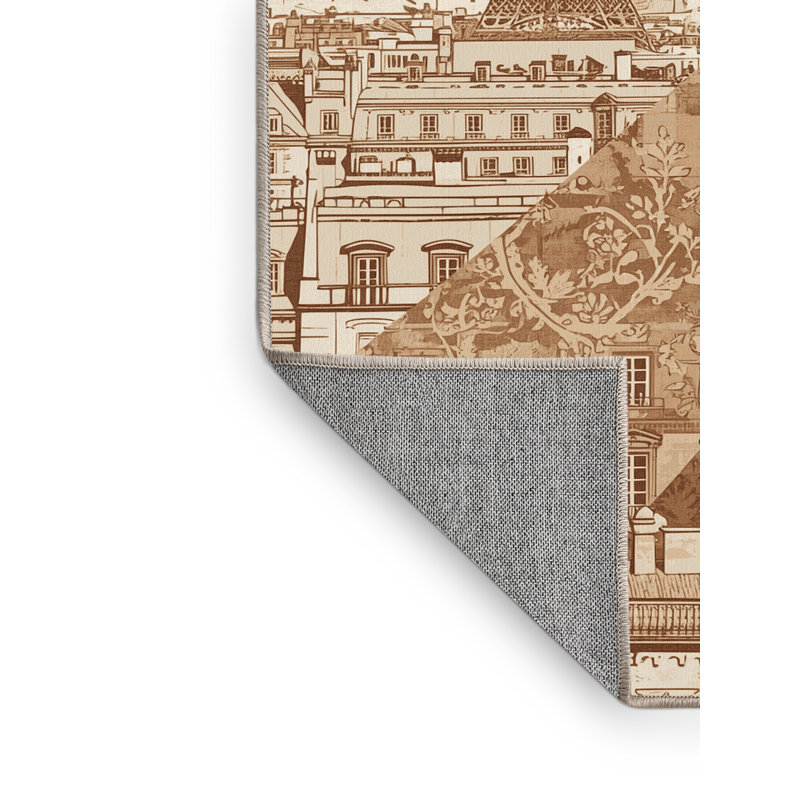 Tapis beige lavable à la machine Peksenak, Carré 4 pi