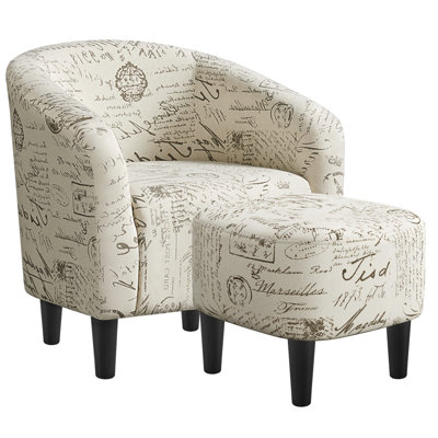 Riverside Drive Upholstered Barrel Chair with Ottoman