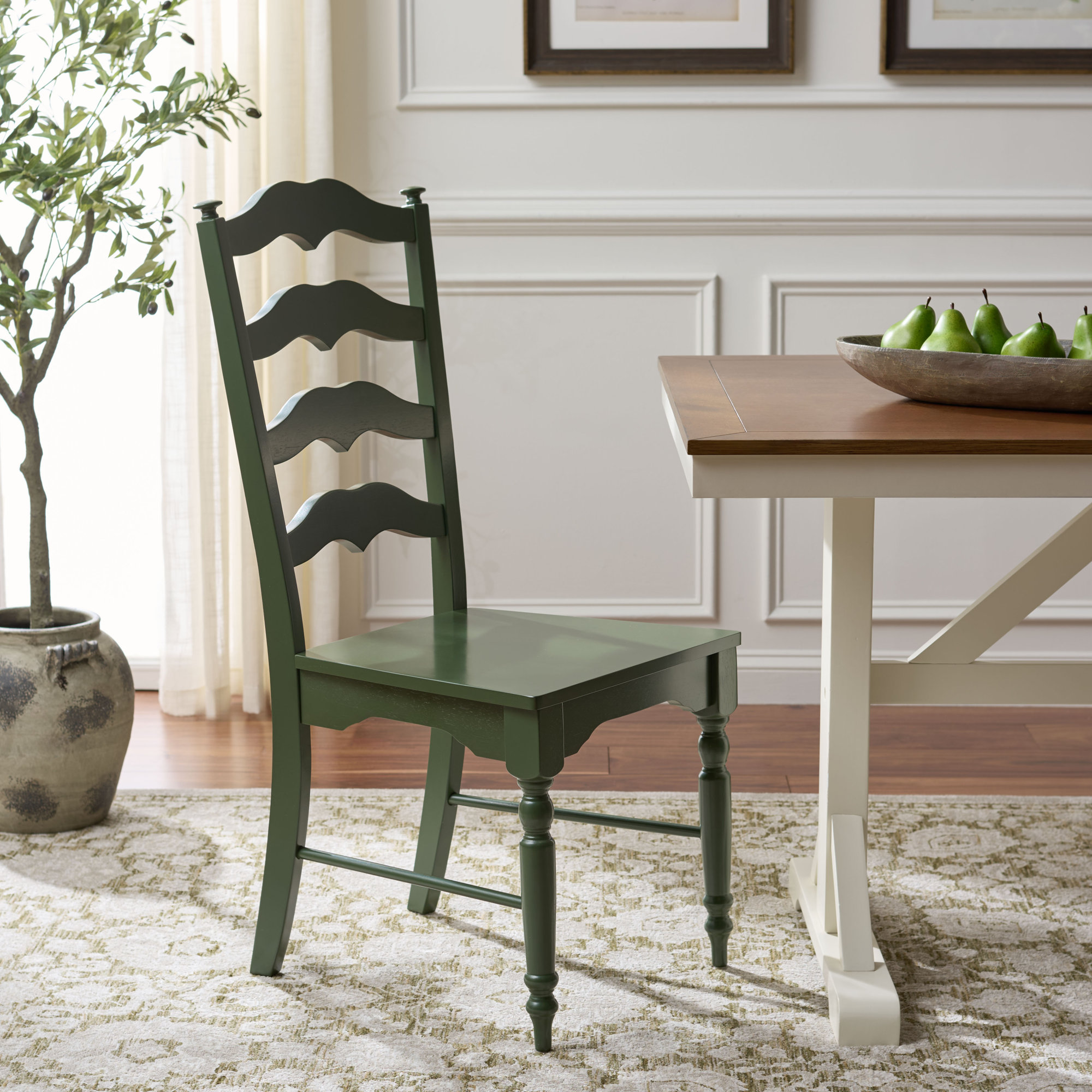 Tavin Ladder Back Side Chair, Dark Green