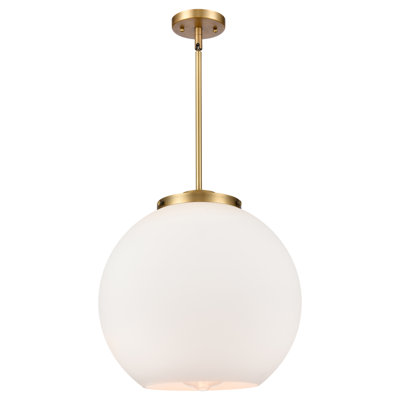 Ballston - Ellington - Luminaire suspendu 1 tige - Ampoule DEL - Finition laiton brossé - Abat-jour blanc mat