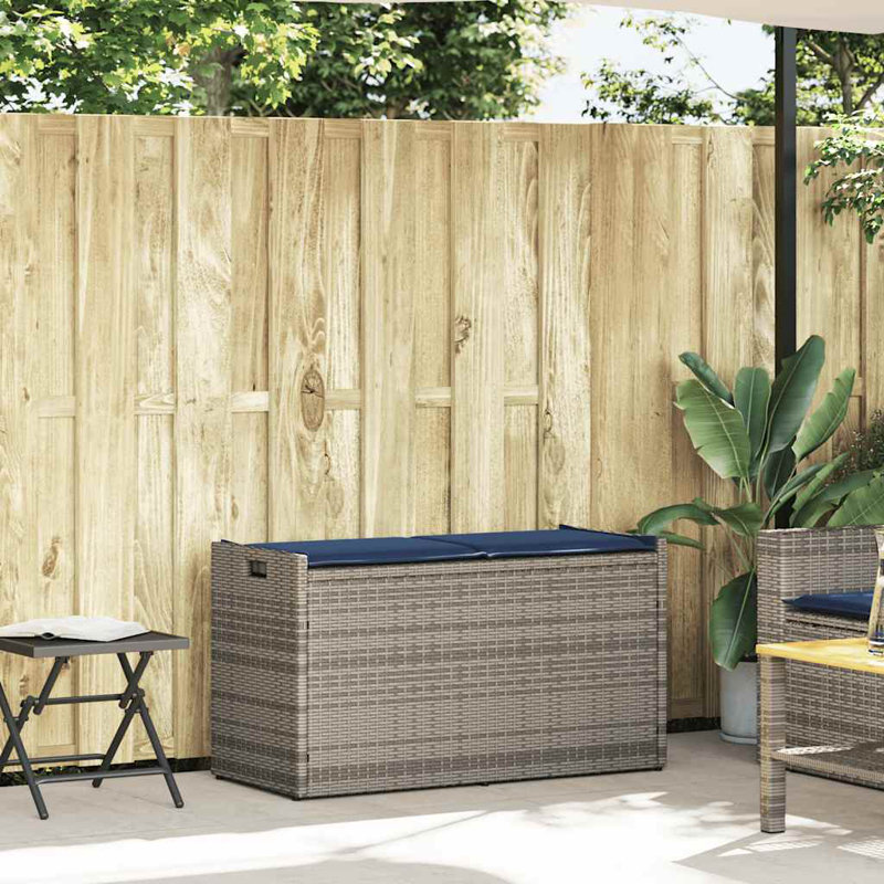  Banc de rangement extérieur PE, Gris, Bleu