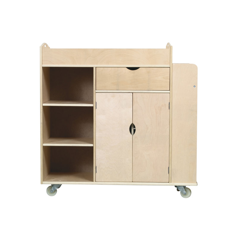 Birch Rolling Art Activity Cart with Storage Shelves