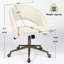 Chaise de bureau pivotante à hauteur réglable Aurevo, siège de bureau à roulettes beige, base 5 étoiles avec roulettes en laiton antique, assemblage facile-1778962304
