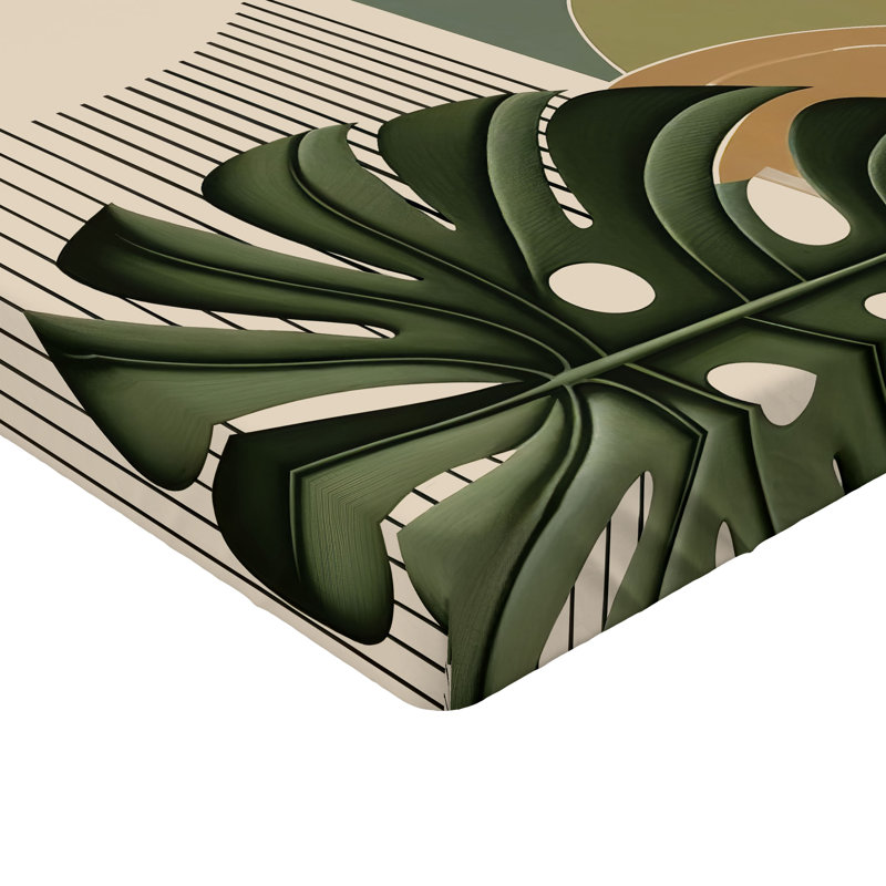 Drap-housse Ambesonne Monstera_ Boho abstrait Mid-Century_ beige à feuilles persistantes et sépia