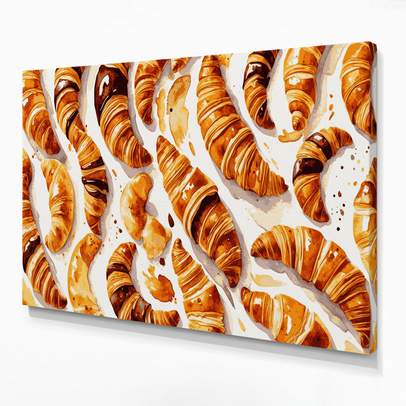 Desserts croissants, art mural sur toile beige, H 12 po x l 18 po