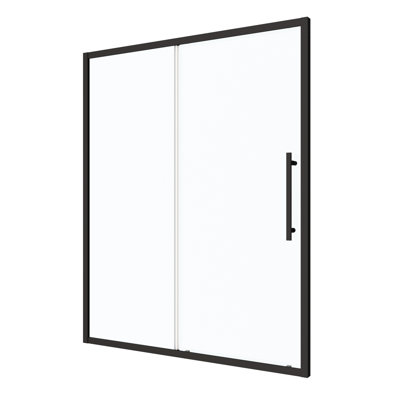 72" H X 56"-60" W Sliding Shower Door, 1/4" Tempered Glass, Matte Black Appearance, Nano Easy Clean Protective Film, Stainless Steel Handle, Magnetic Closure, Good Leakage Scheme, Installation Choice