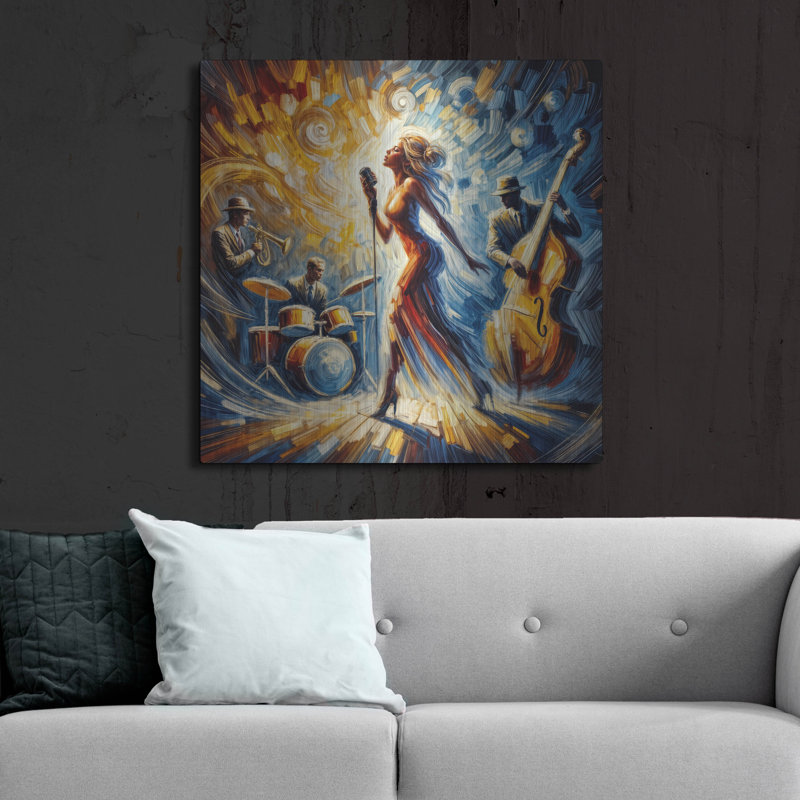 «Jazz Band Abstract» par Rey Klimt, art mural, 36" H x 36" W, Wrapped Canvas