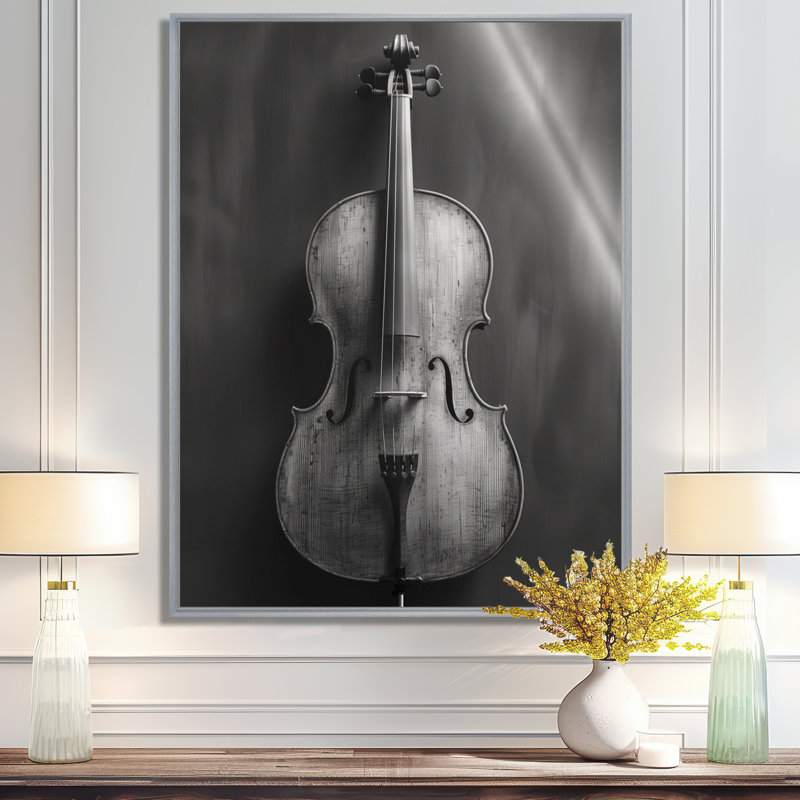 Gris gris, projecteur de violoncelle, reproduction d'art mural, H 24 po x l 32 po, Cadre flottant argent