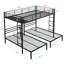 Lit superposé triple en métal noir avec conception double au-dessus de simple, vertical, rail et rangement pour les soirées pyjamas de printemps