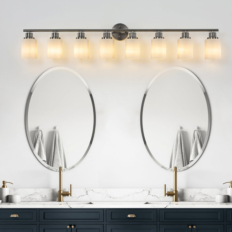 8- Wall Sconce With Brushed Nickel And Frosted Glass, Modern Style For Bathroom, Hallway, Bedroom, , Gentle , Easy To Install Resistance Rust, Comfortable
