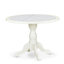 L'ensemble de salle à manger moderne 5 pièces se compose d'une table ronde et de 4 chaises de salle à manger Mid Century en bois avec dossier à lattes - Lin blanc-1752466851-1752466849-1778211453