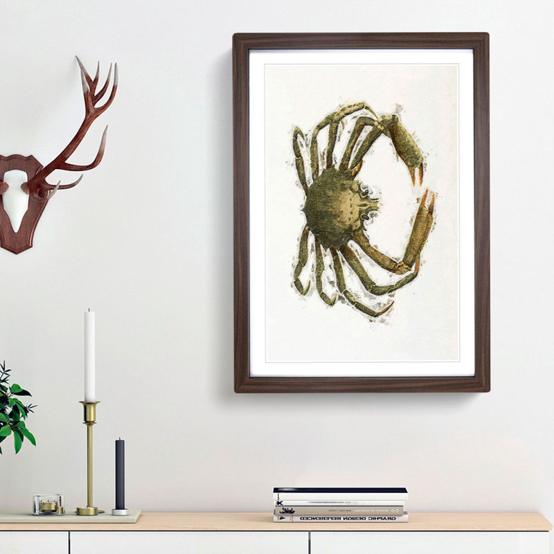 Spider Crab by J.E. De Kay - Picture Frame Painting Print, 65cm H x 48cm W x 2cm D, Walnut Framed