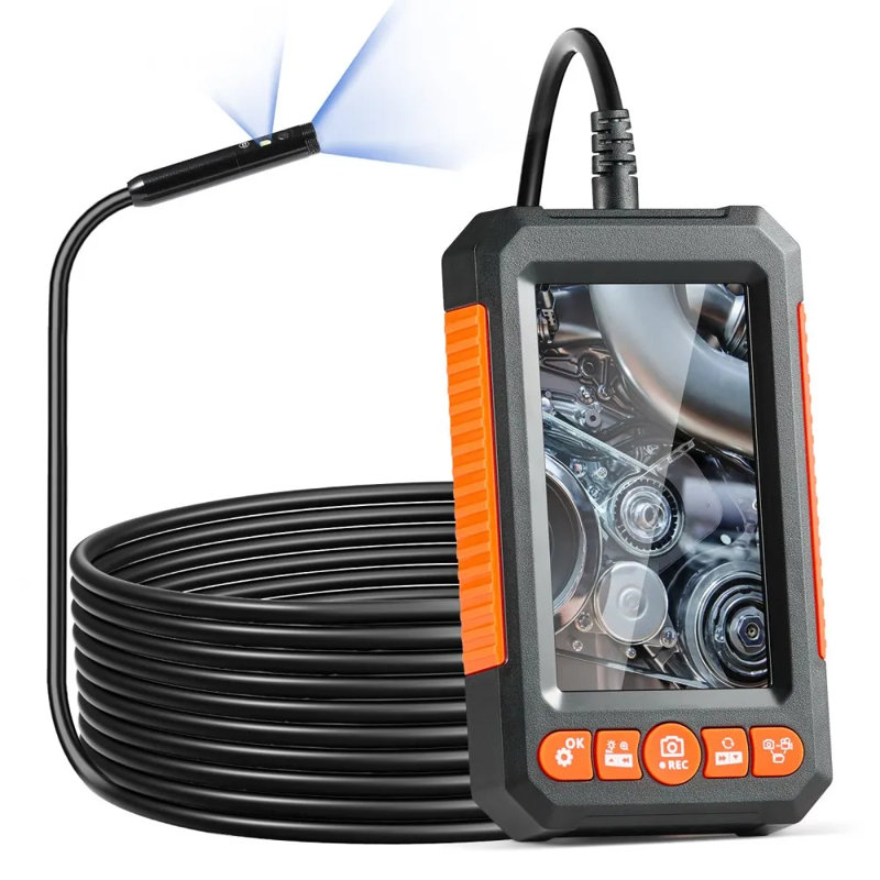 Caméra endoscope avec lumières à double objectif 16,4 pi avec câble 4,3 po