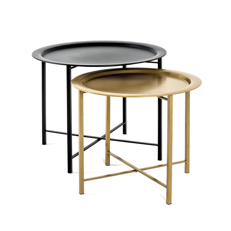 Albin Nesting Tables, Black-Gold