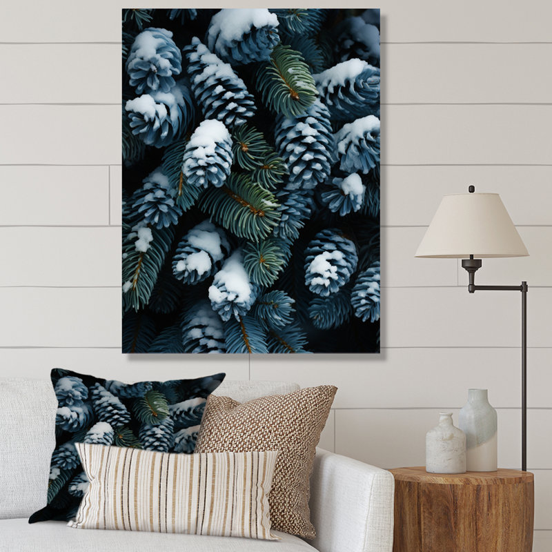 Winter Snowy Evergreen V, reproduction d'art sur toile, H 40 po x l 30 po, Toile tendue