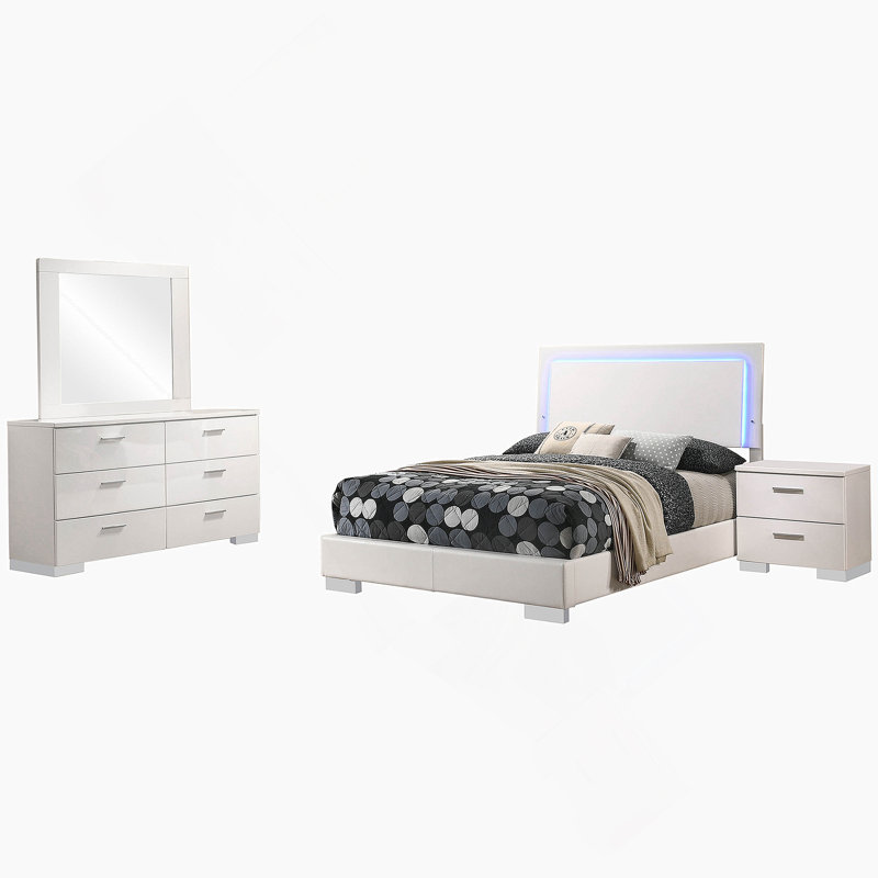 White High Gloss 4-Piece Full Bedroom Set