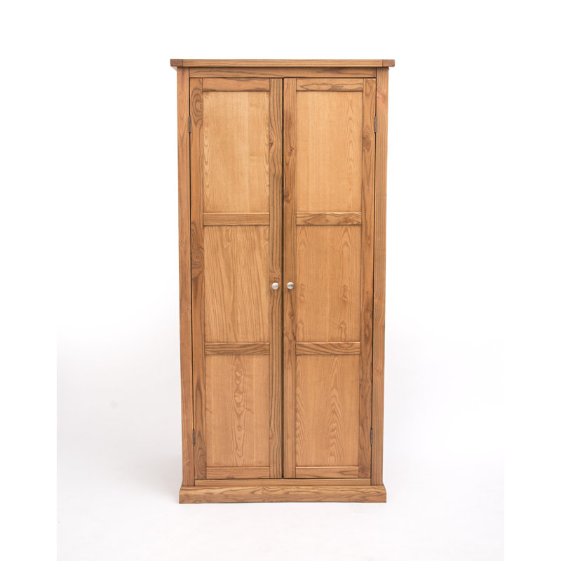 Sancerre 2 Door Solid + Manufactured Wood Wardrobe, Off White/Wood