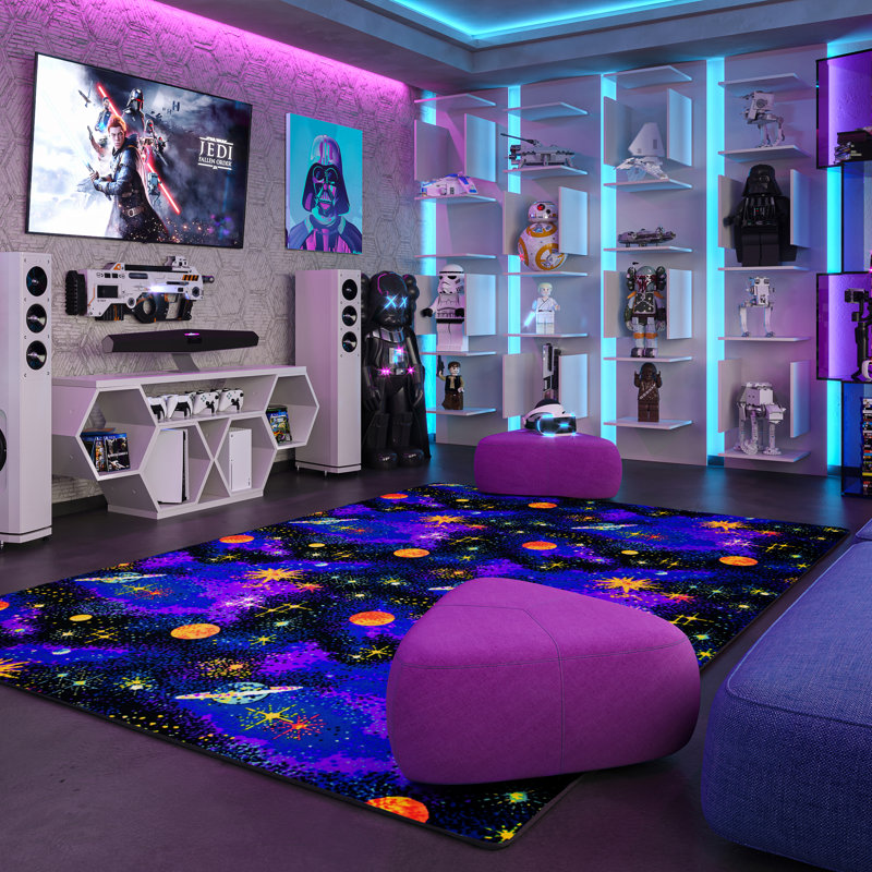 Space Explorer Fluorescent Area Rug by Joy Carpets, Square 6'