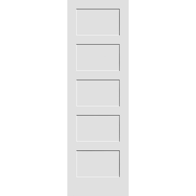 Primed White Solid Wood 5-Panel Interior Shaker Door