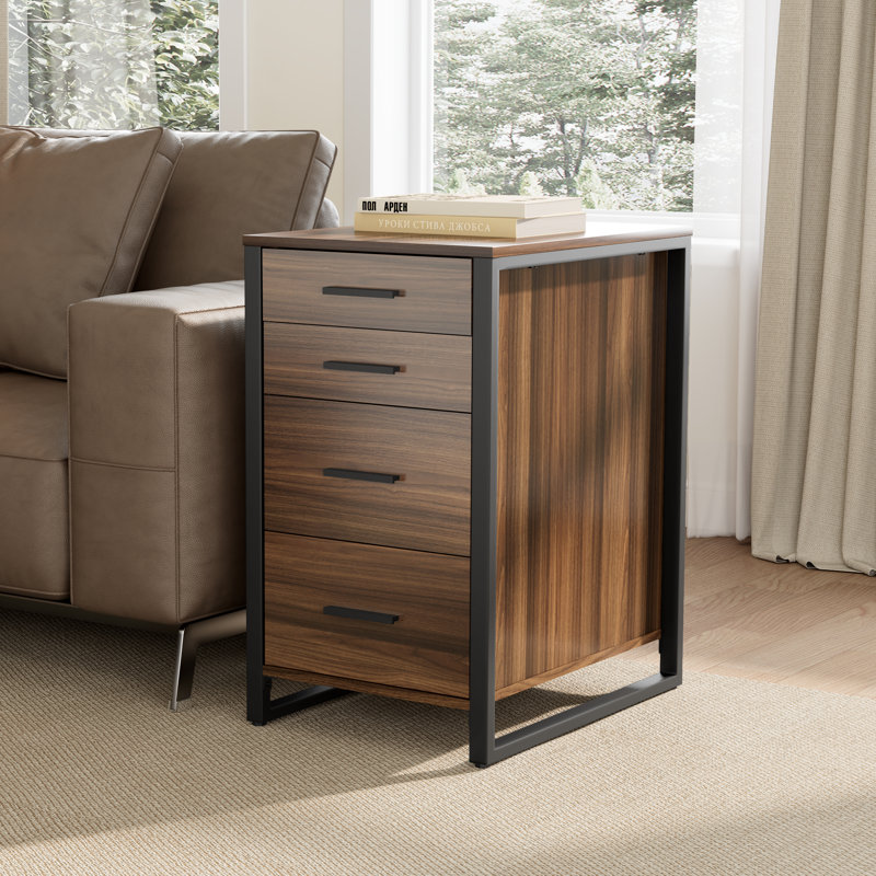 Chaseburg 16.85'' Wide 4 -Drawer File Cabinet, Black/Brown