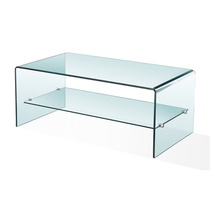 Metro Lane Luna Clear Glass Coffee Table with Shelf | Wayfair.co.uk
